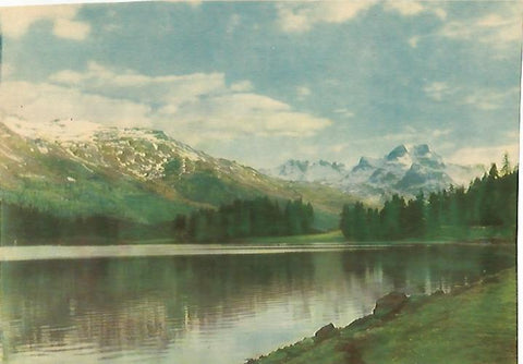 LAMINA 13142: Paisaje de lago y fondo con montaña