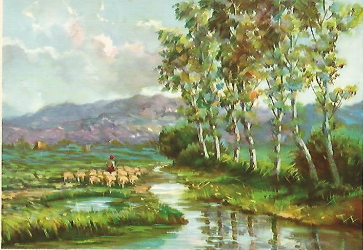 LAMINA 13138: Pastor con rebaño de ovejas