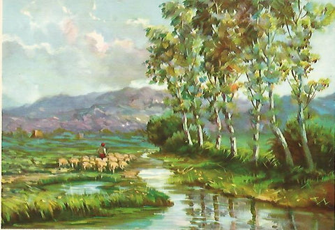 LAMINA 13138: Pastor con rebaño de ovejas