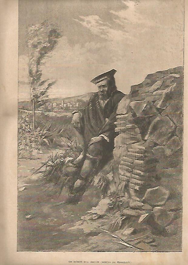 LAMINA 13308: Un heroe del Bruc, dibujo de Urgelles