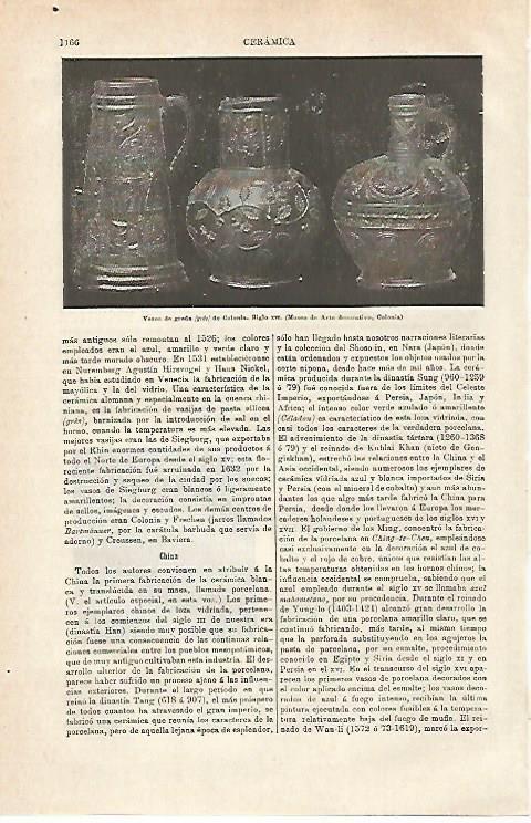 LAMINA ESPASA 32505: Vasos de greda de Colonia, Alemania