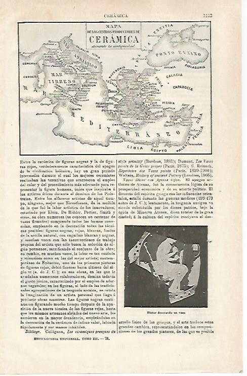 LAMINA ESPASA 32501: Mapa de los centros de produccion de ceramica
