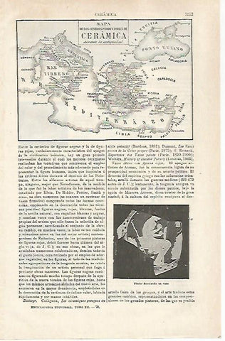 LAMINA ESPASA 32501: Mapa de los centros de produccion de ceramica