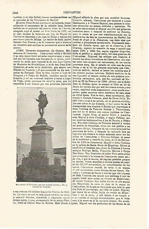 LAMINA ESPASA 32537: Monumento a Cervantes en Alcala de Henares