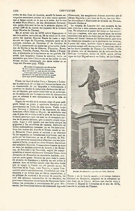 LAMINA ESPASA 32536: Estatua de Cervantes en Madrid