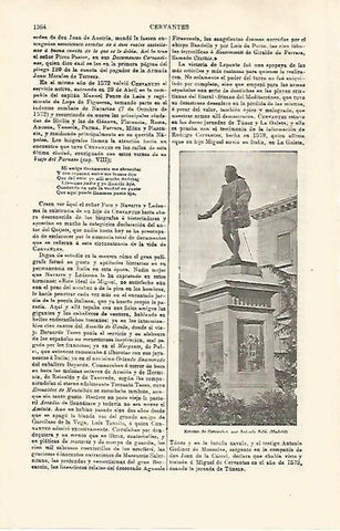 LAMINA ESPASA 32536: Estatua de Cervantes en Madrid