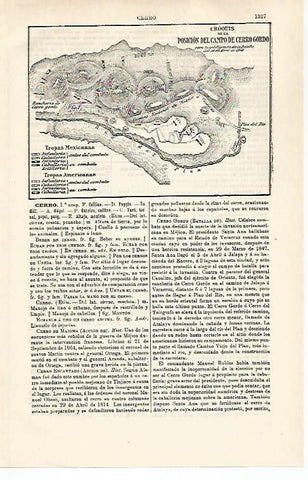 LAMINA ESPASA 32531: Croquis de la posicion del Campio de Cerro Gordo