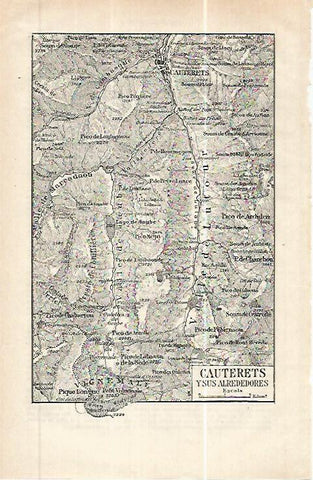 LAMINA ESPASA 32457: Mapa de Cauterets y alrededores