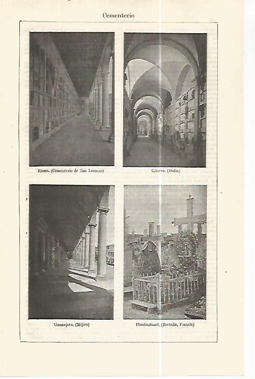 LAMINA ESPASA 32481: Cementerio de Roma, Genova, Guanajat y Ploubazlanel