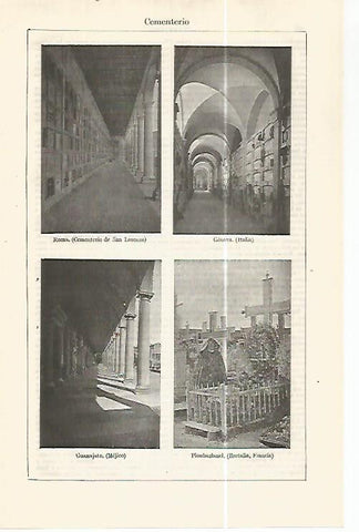 LAMINA ESPASA 32481: Cementerio de Roma, Genova, Guanajat y Ploubazlanel