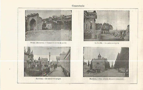 LAMINA ESPASA 32479: Cementerio de Tetuan, La Coruña y Barcelona