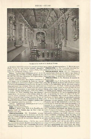LAMINA ESPASA 32625: Sala de los Abades en la Abadia de Fecamp, Francia