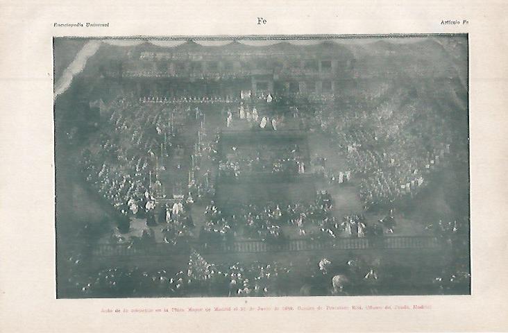LAMINA ESPASA 32620: Auto de fe en la Plaza Mayor de Madrid en 1680