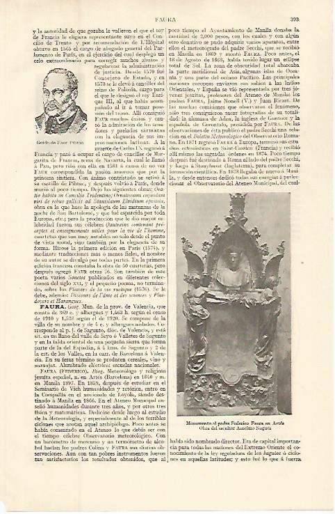 LAMINA ESPASA 32617: Monumento a Federico Faura en Artes