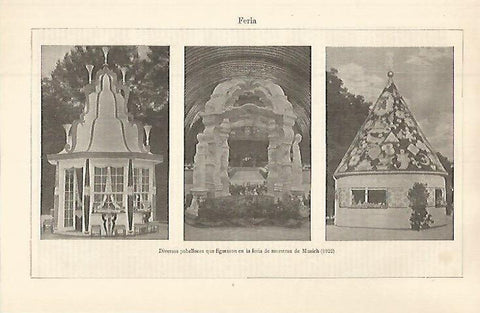 LAMINA ESPASA 32645: Pabellones de la Feria de Munic de 1922