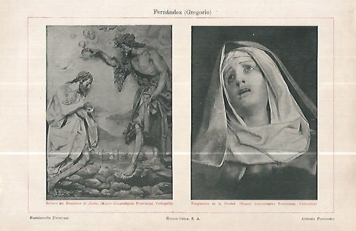 LAMINA ESPASA 32668: Bautismo de Jesus y La Piedad, por G. Fernandez
