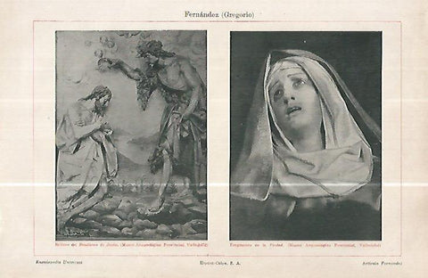 LAMINA ESPASA 32668: Bautismo de Jesus y La Piedad, por G. Fernandez