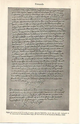LAMINA ESPASA 32654: Pagina del testamento de Fernando el Catolico