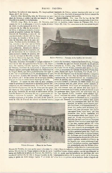 LAMINA ESPASA 32583: Basilica del Salvador en Falces, Navarra