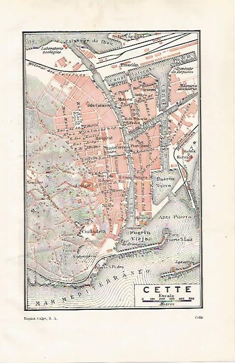 LAMINA ESPASA 32562: Plano de Cette, Francia