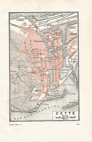 LAMINA ESPASA 32562: Plano de Cette, Francia