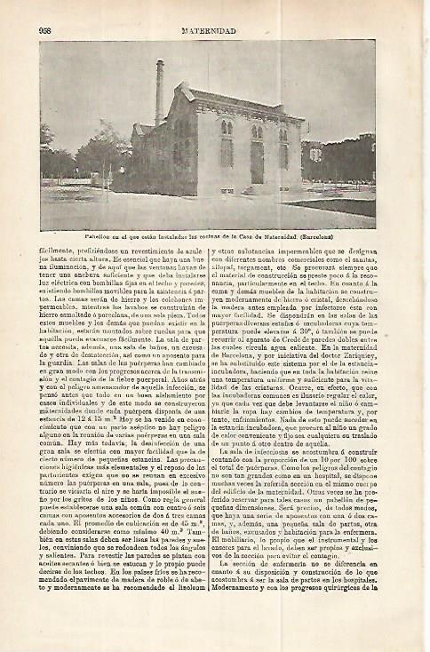 LAMINA ESPASA 32294: Pabellon de la Casa de la Maternidad en Barcelona