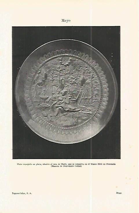 LAMINA ESPASA 32318: Plato representando al mes de  Mayo., Galeria Pitti de Florencia