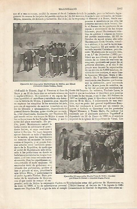 LAMINA ESPASA 32310: Ejecucion del emperador Maximiliano de Mejico, por Manet