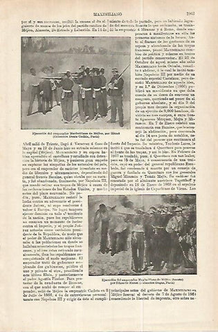 LAMINA ESPASA 32310: Ejecucion del emperador Maximiliano de Mejico, por Manet