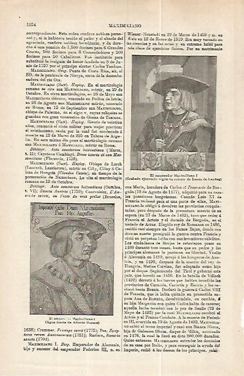 LAMINA ESPASA 32306: El emperador Maximiliano I, por Durero y Leyden