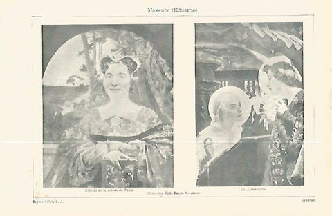 LAMINA ESPASA 32304: Retrato de la señora de Pams y Lla Anunciacion, por E. Maxence
