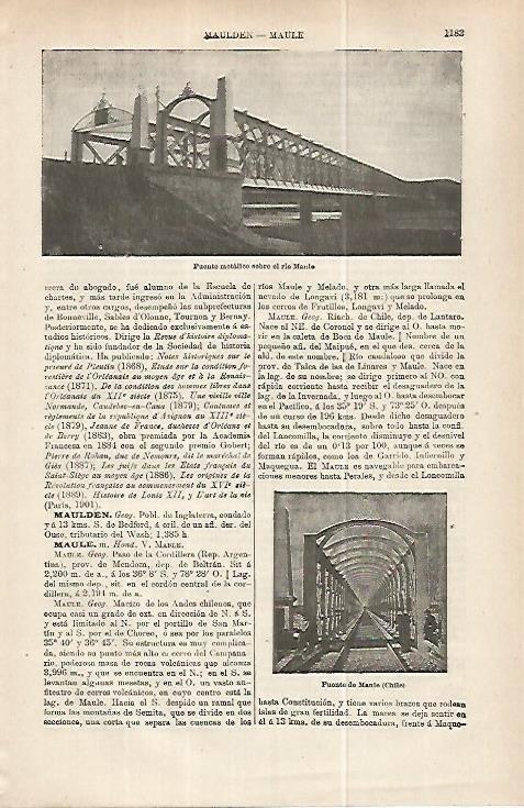 LAMINA ESPASA 32299: Puente sobre el rio Maule