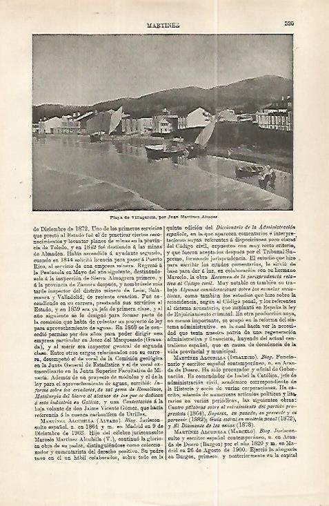 LAMINA ESPASA 32224: Playa de Villagarcia, por Juan Martinez 