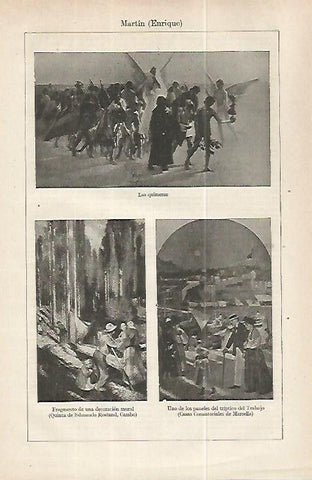 LAMINA ESPASA 32222: Las quimeras, decoracion mural y triptico del Trabajo, por E. Martin