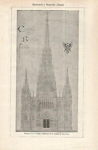 LAMINA ESPASA 32236: Proyecto de la Catedral de Barcelona por Juan Martorell