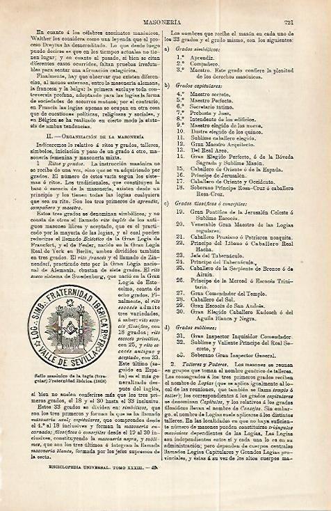 LAMINA ESPASA 32256: Sello masonico de la Logia Fraternidad Iberica