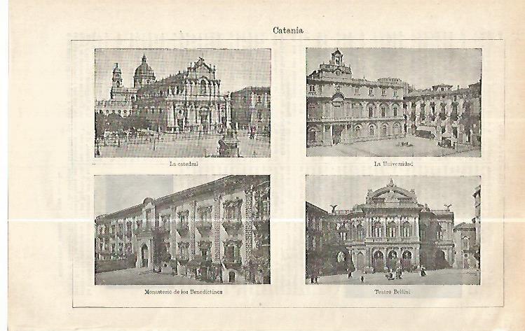 LAMINA ESPASA 32409: Universidad, Teatro, Catedral y Monasterio en Catania