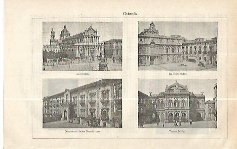 LAMINA ESPASA 32409: Universidad, Teatro, Catedral y Monasterio en Catania