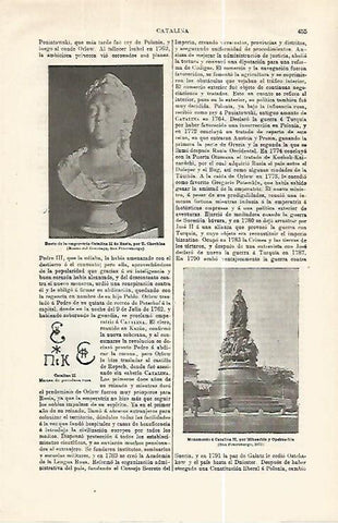 LAMINA ESPASA 32401: Busto de la emperatriz Catalina II de Rusia