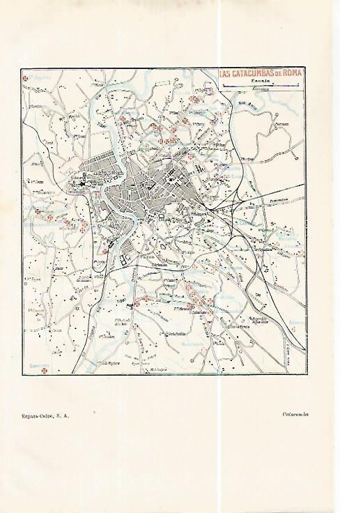 LAMINA ESPASA 32395: Mapa de las catacumbas de Roma