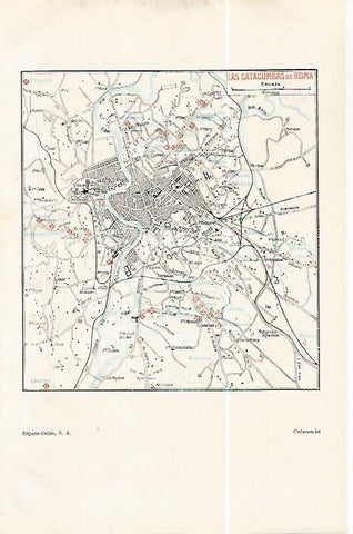 LAMINA ESPASA 32395: Mapa de las catacumbas de Roma
