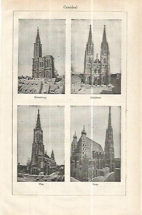 LAMINA ESPASA 32413: Catedral de Estrasburgo, Ratisbona, Ulm y Viena