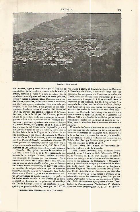 LAMINA ESPASA 32438: Vista de Cazorla, Jaen