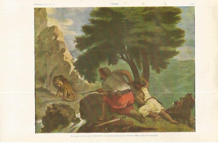 LAMINA ESPASA 32433: La caza del leon, por Delacroix