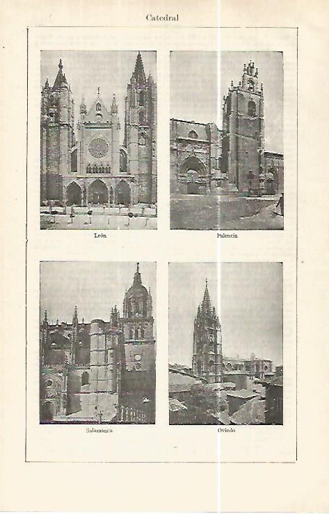 LAMINA ESPASA 32418: Catedral de Leon, Palencia, Salamanca y Oviedo