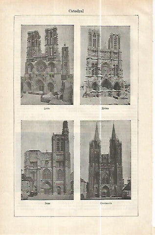LAMINA ESPASA 32412: Catedral de Leon, Reims, Sens y Constances