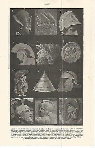 LAMINA ESPASA 32343: Cascos de la antigueedad