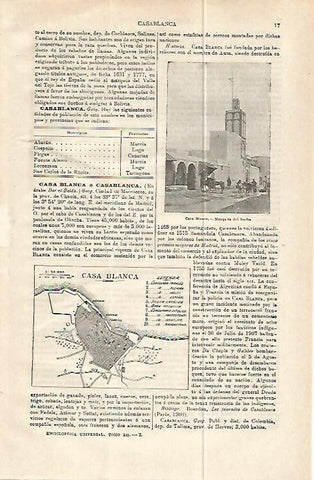 LAMINA ESPASA 32338: Plano y Mezquita del Bacha en Casablanca, Marruecos