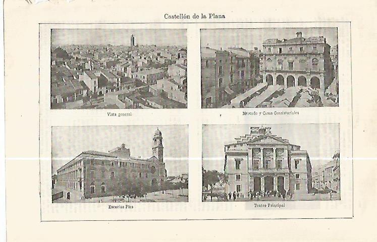 LAMINA ESPASA 32370: Mercao, Escuelas Pias y Teatro Principal de Castellon