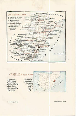 LAMINA ESPASA 32367: Mapa de la provincia de Castellon de la Plana